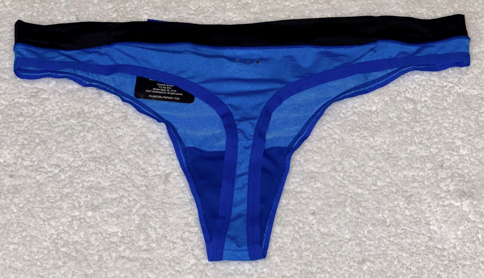 MAIDENFORM Sport Blue Black Breathable Thong Panty Womens S 5 M 6 L 7 XL 8 2XL 9