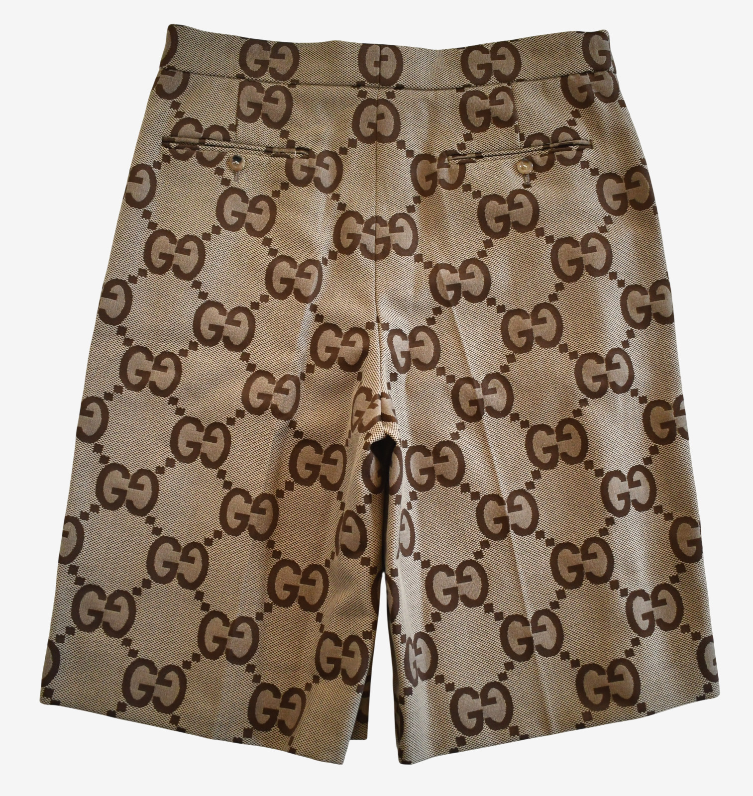 🆕️NEW Authentic GUCCI Beige/Ebony JUMBO GG Canvas Men’s Shorts IT-50 W-32″