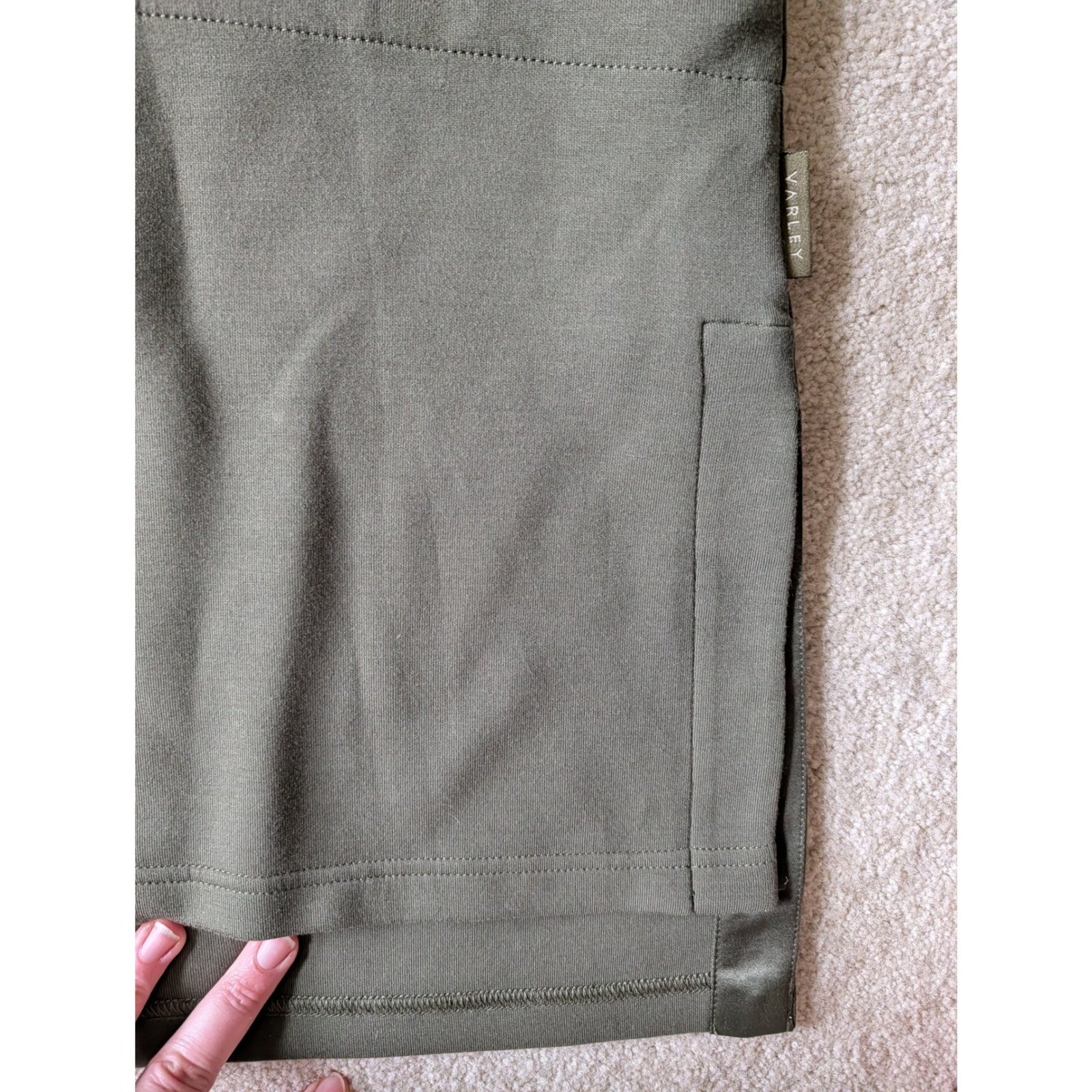 Varley Freya DoubleSoft Sweatshirt Olive Green Cowl Neck Drawstring Waist- Small