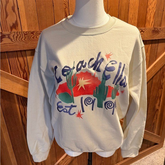 Coachella 2025 Music Arts Festival Sweatshirt Sage Green Puff Print Crewneck