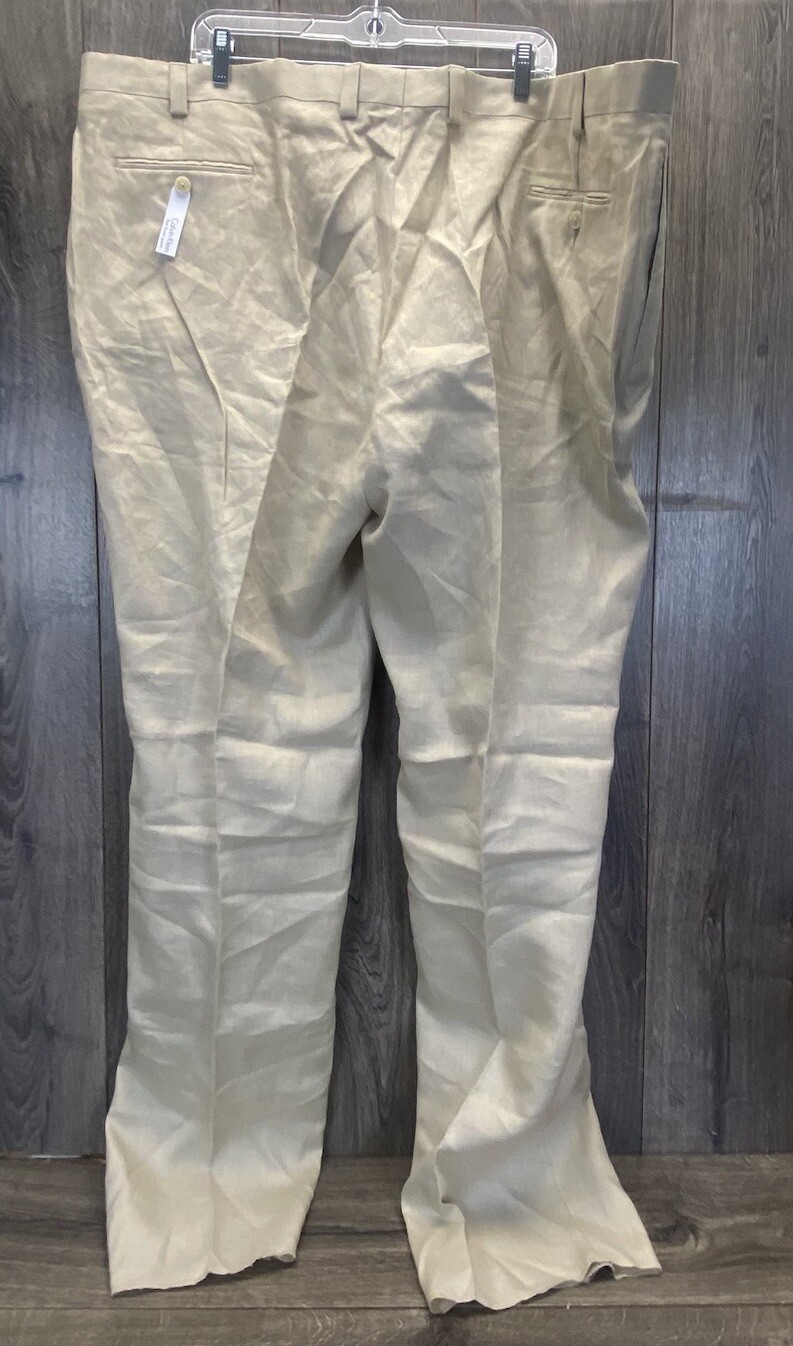 New Calvin Klein Linen Flat Front Untailored Unhemmed Pants Men’s Size 50 R