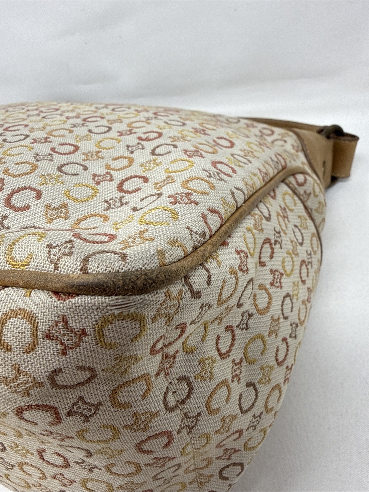 CELINE Vintage C Macadam Canvas Beige x Brown Women’s Authentic