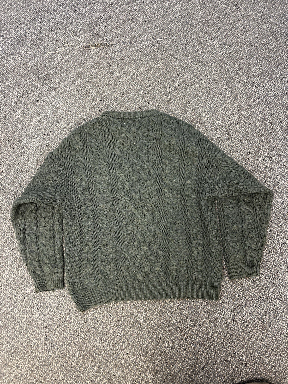Aran Crafts Sweater Mens Large Green Wool Cable Knit Crewneck Fisherman Ireland