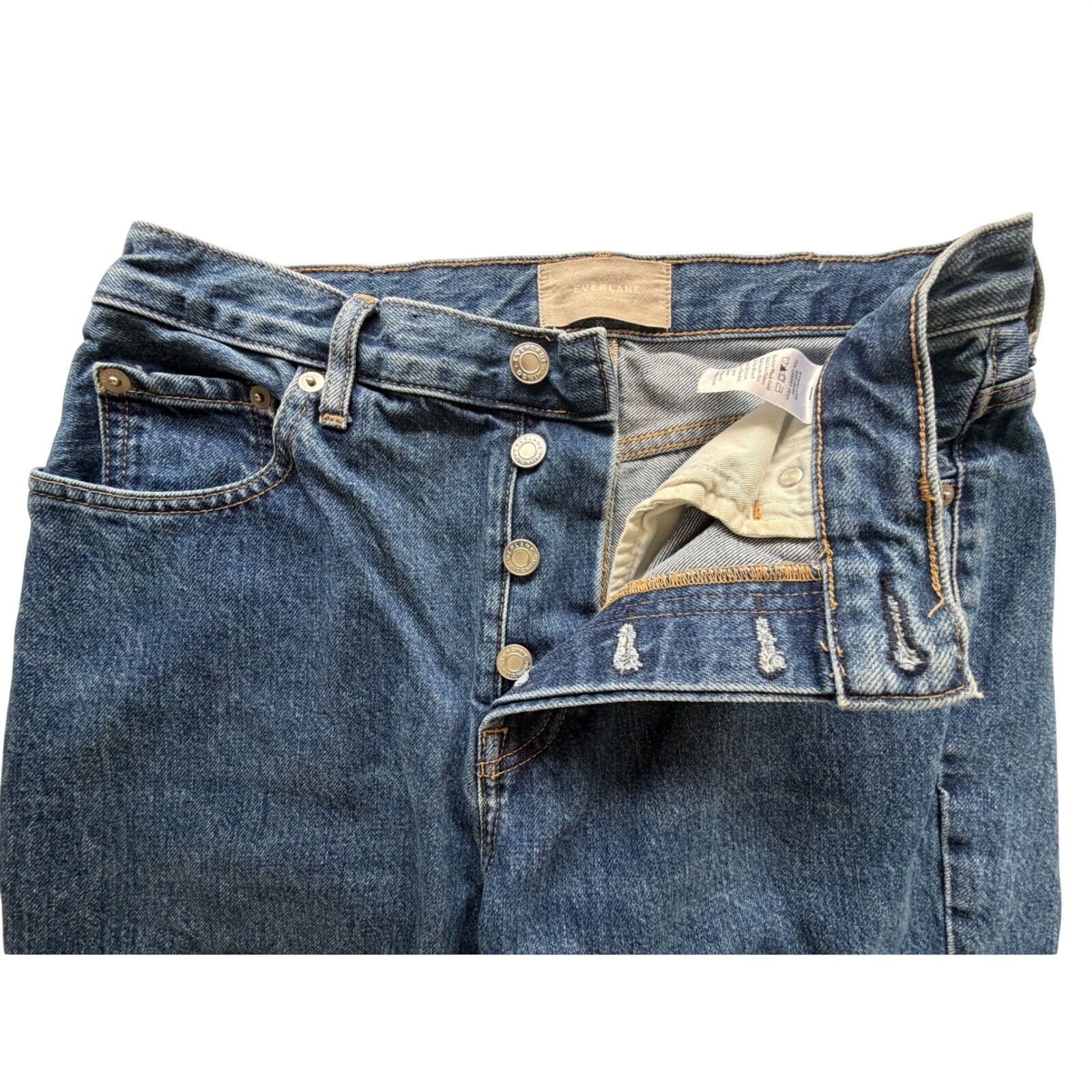 Everlane The Cheeky Jean Blue Denim High Rise Button Fly Straight Leg Jeans 28