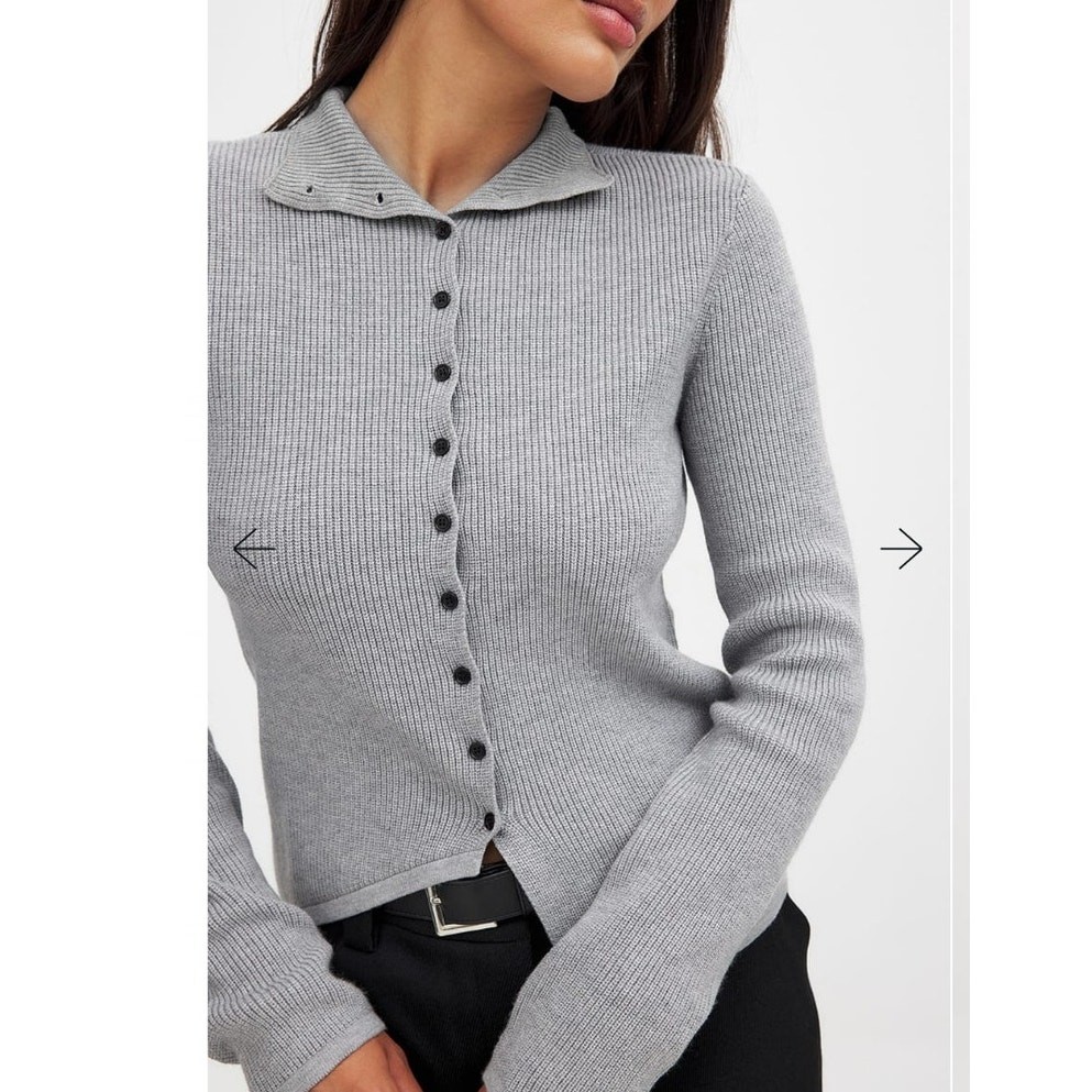 Na-Kd NAKD gray ribbed knit cardigan sweater asymmetrical minimalist medium