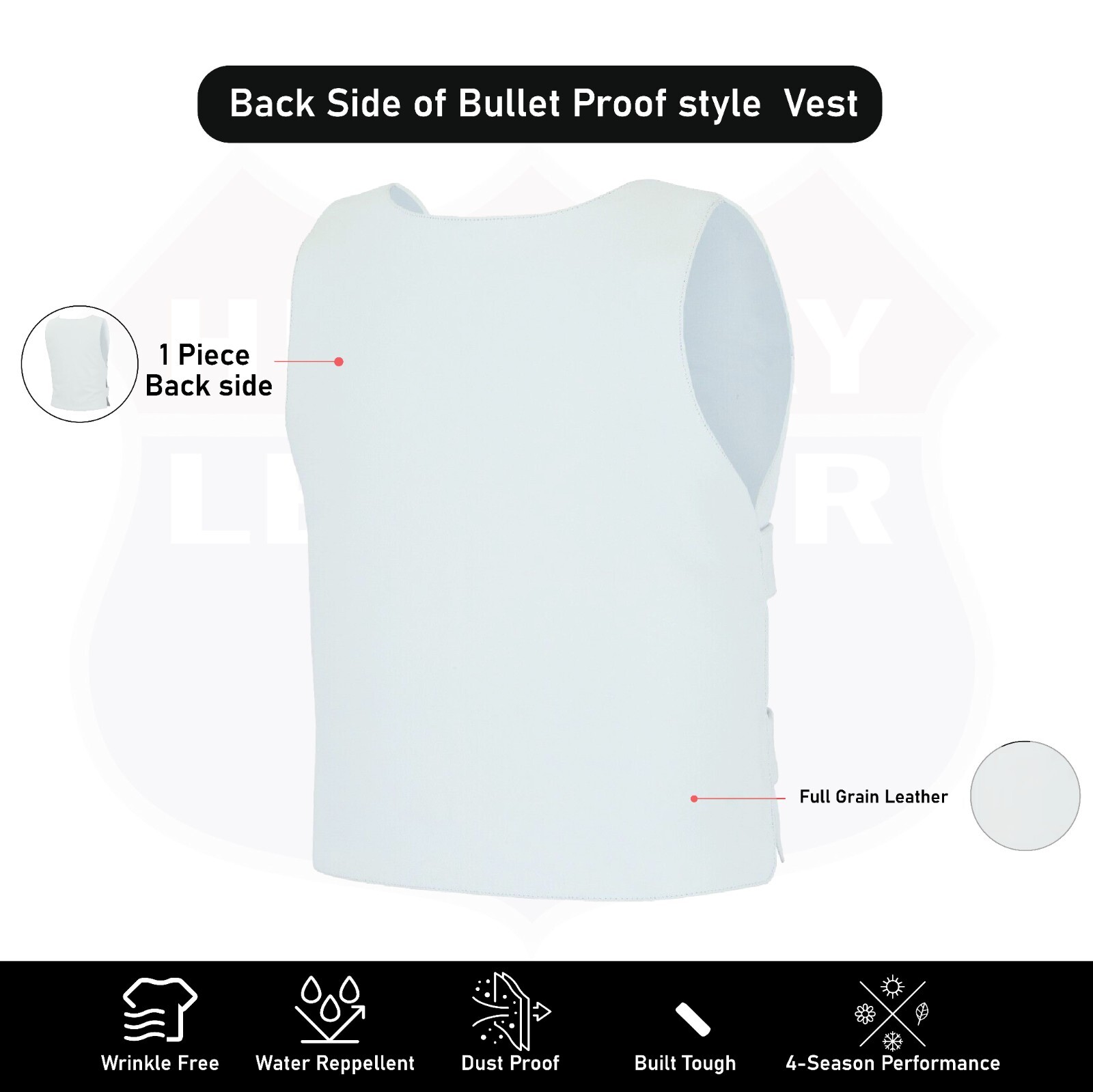 White Women Bullet Proof style Leather Motorcycle Vest for bikers Club Tactical
