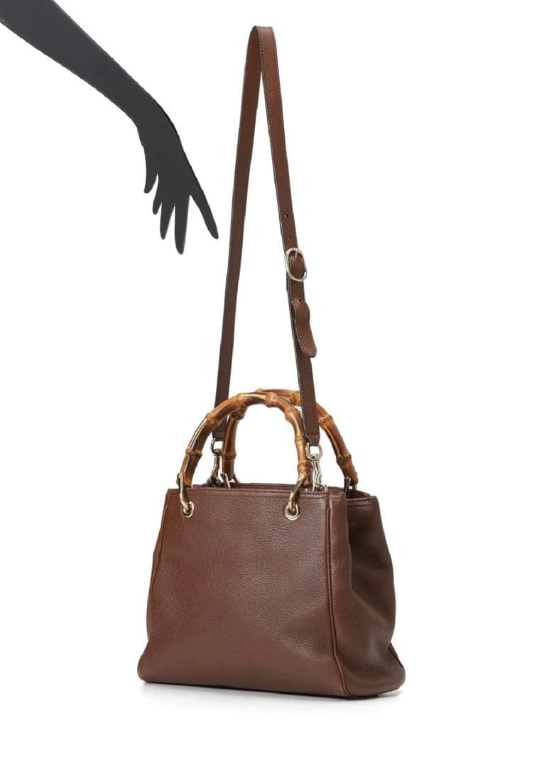 Vintage GUCCI Bamboo 2WAY Bag Gift Present 0611b