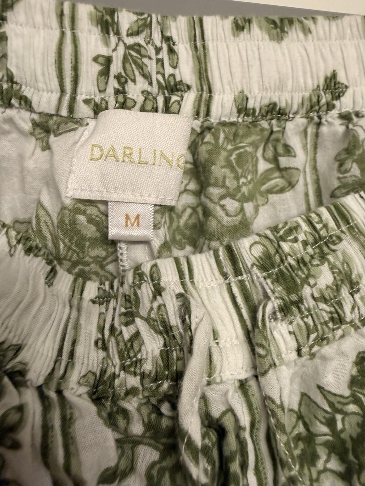 DARLING Loungewear Pajama Set – Floral Garden Green Button Long Sleeve – Size M