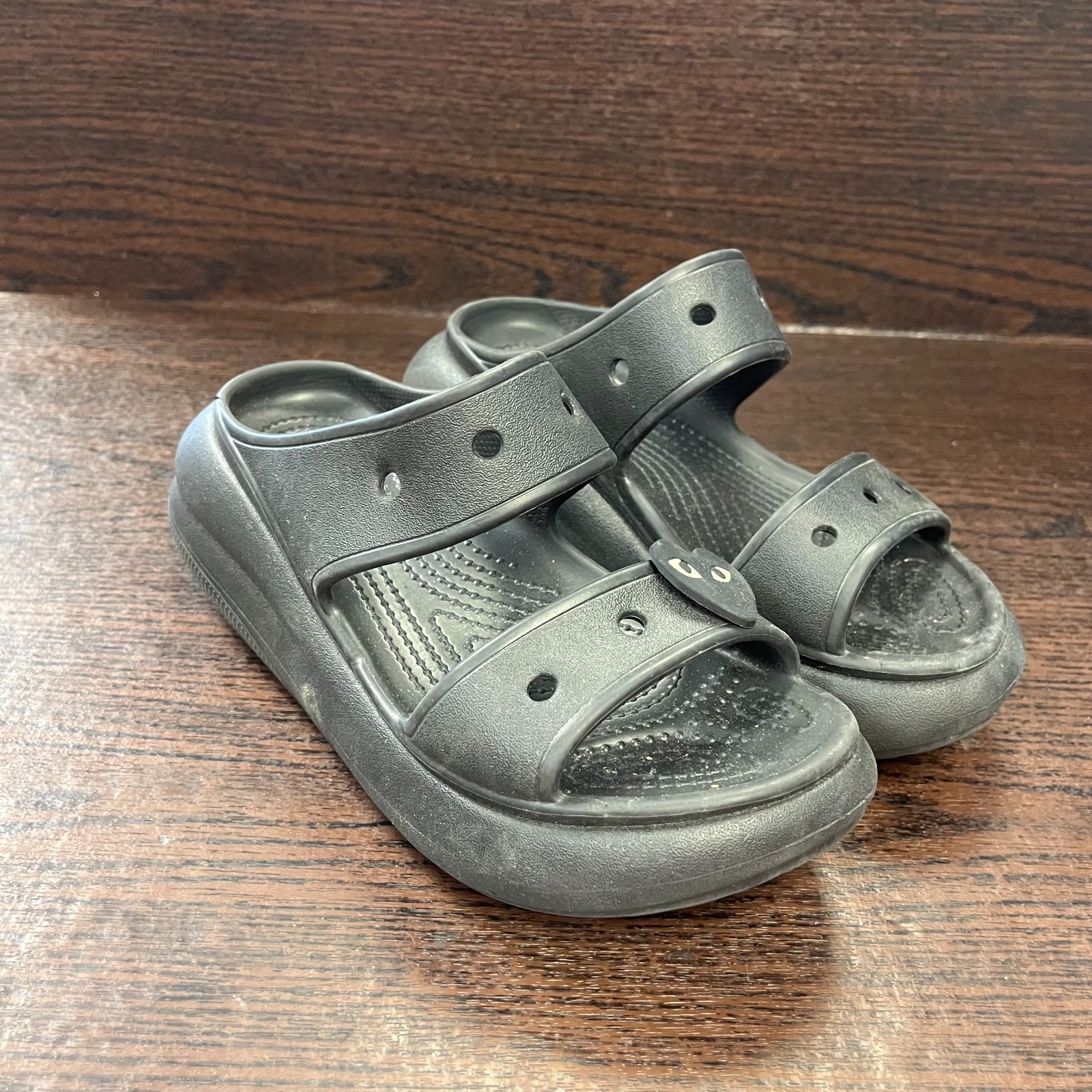 Crocs Classic Crush Sandal Unisex Size W6 M4 Black Platform Slide EVA 207670