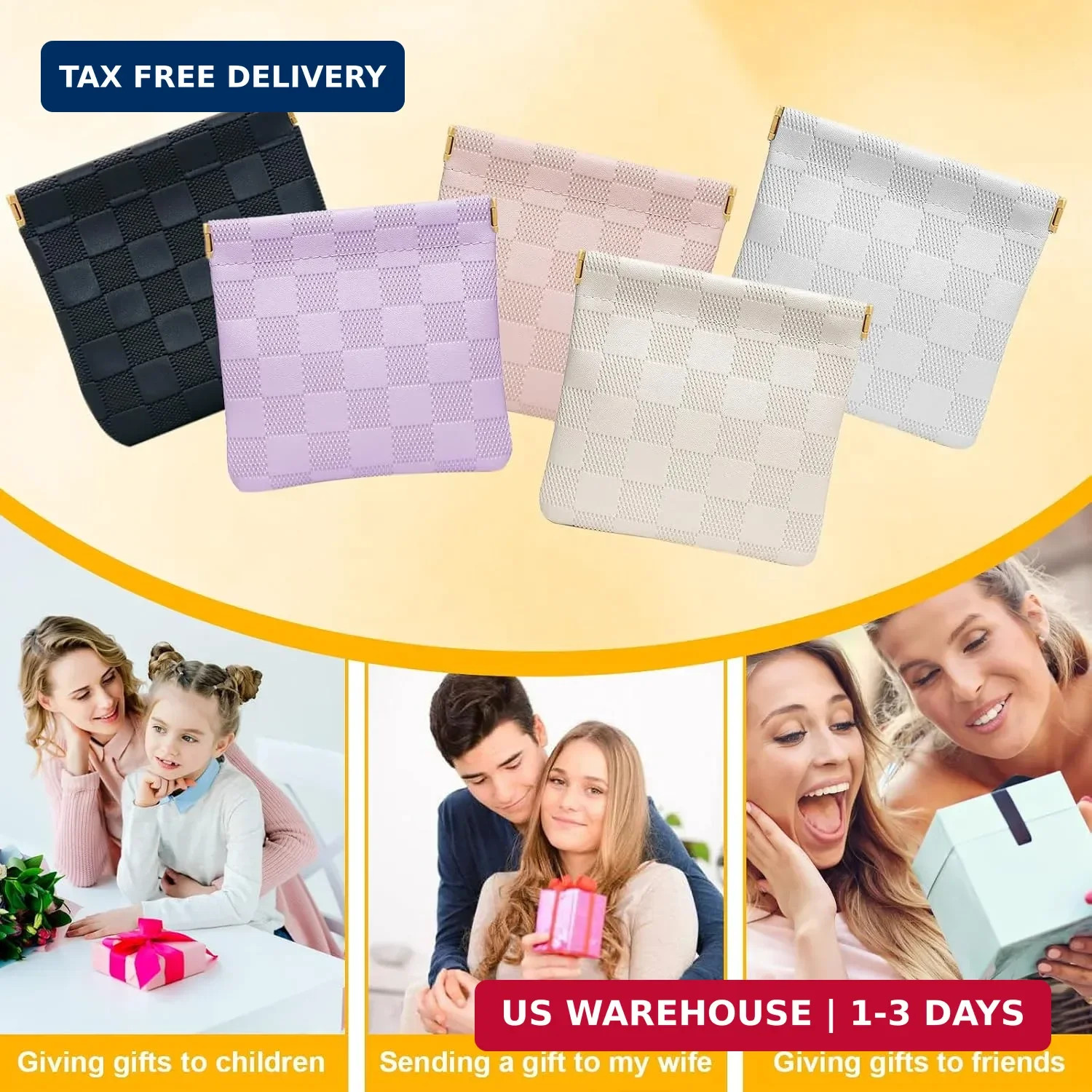 2 PCS Small Makeup Bag for Women, Small Pouches for Purse,Mini Checkered Cosmeti