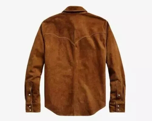 Men Suede Leather Trucker Premium Western Wear Shirt – Suede Leather Shirt