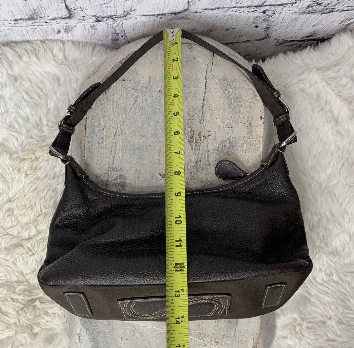 The Sak Pebbled Leather Slouchy Hobo Shoulder Bag Dark Brown w/ Matching Wallet