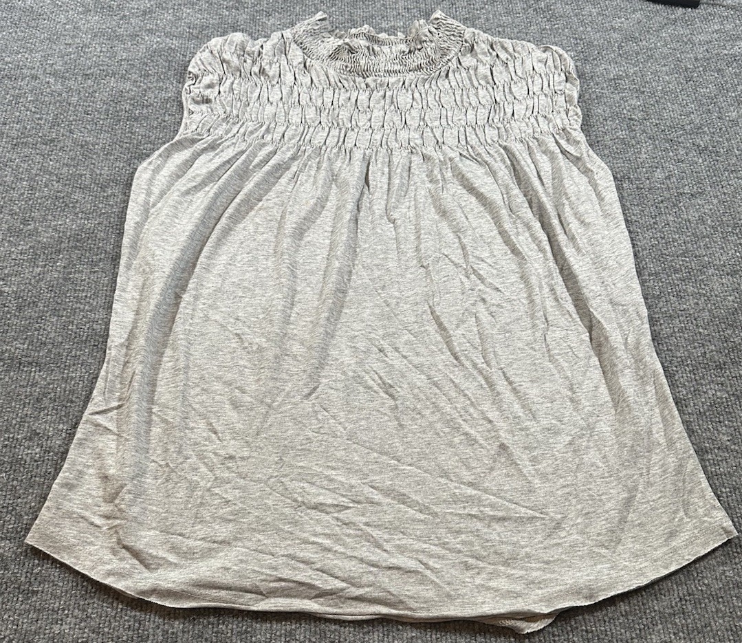 Sundance Women’s Small Grey Sleeveless Ruffle Blouse Lightweight Cotton Blend