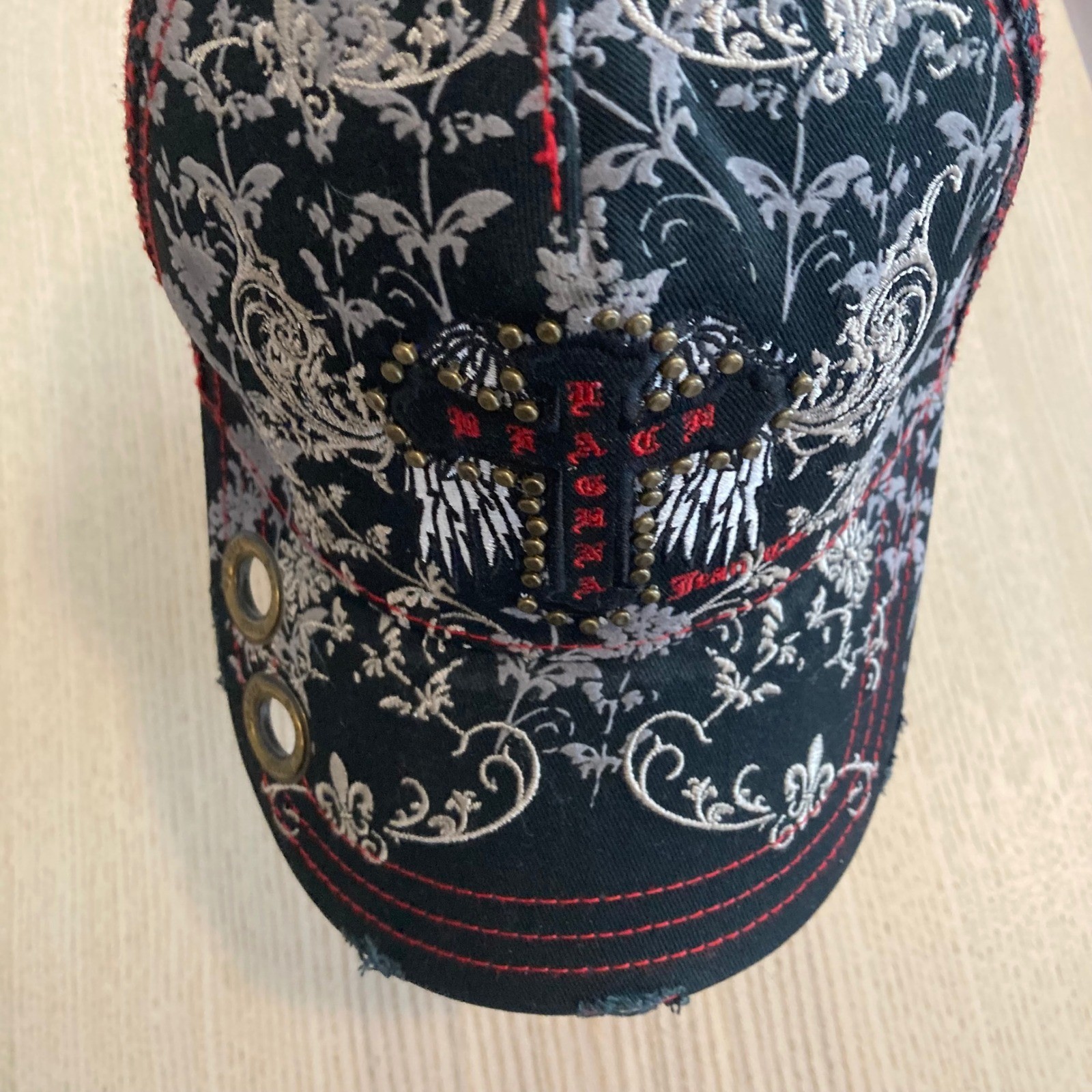 Laguna Beach Jean Co Hat Mens OS Cross Y2K Grunge Gothic Embroidered Distressed