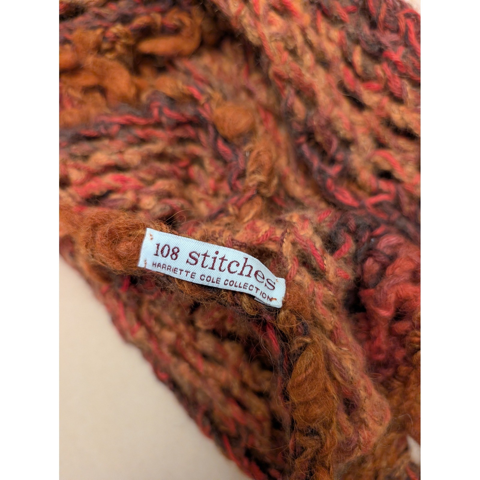 108 Stitches Harriette Cole Collection Open Knit Scarf Boho Crochet Artsy Fall
