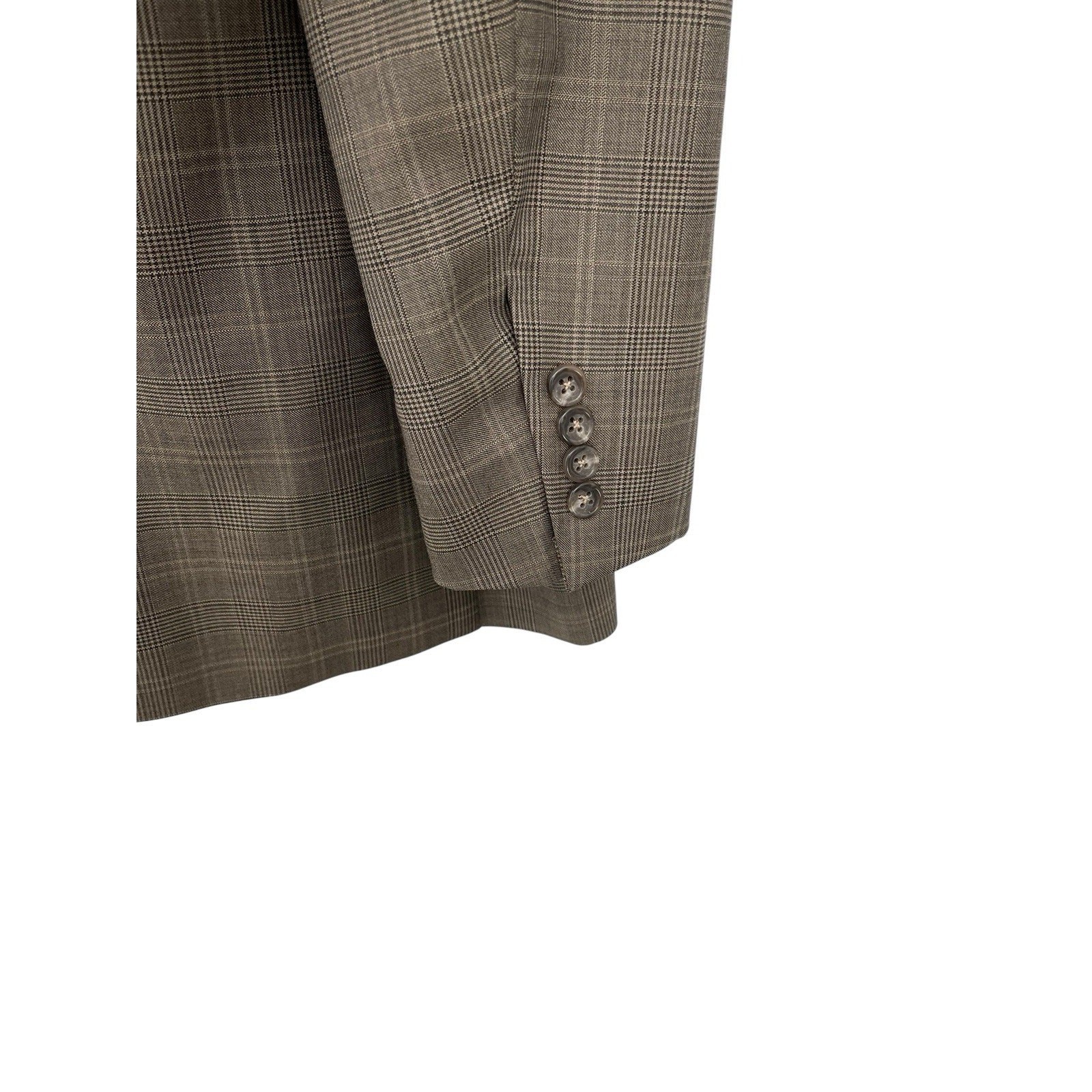Vintage Hickey Freeman Suit Glen Plaid Worsted Wool Size 40R