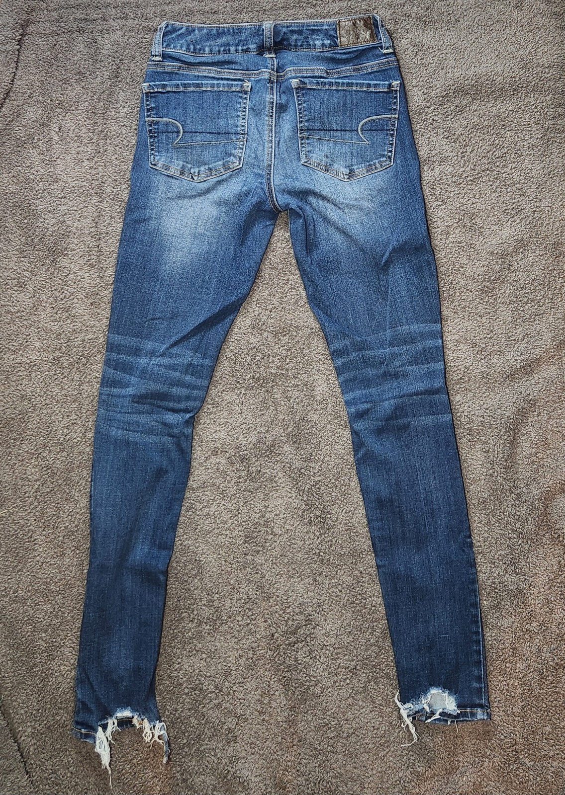 Dark Wash Destroy American Eagle Outfitters Low Rise Jeggings Skinny Jeans 2 Y2K