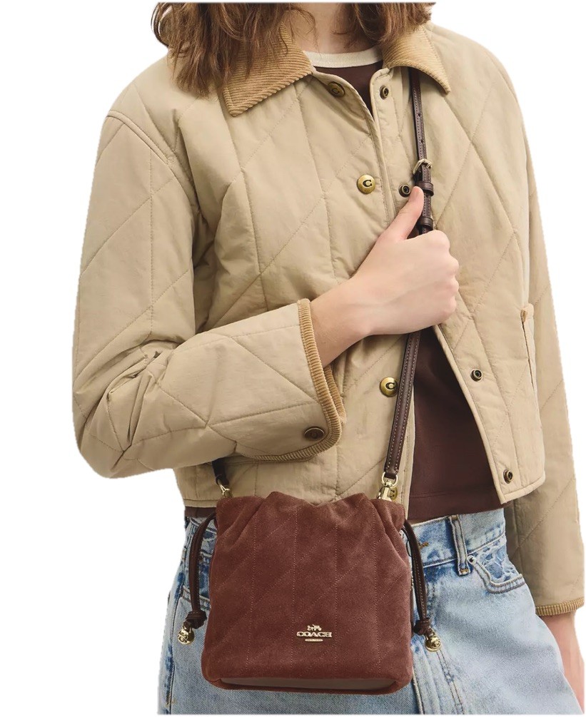 COACH Faye Mini Drawstring Crossbody Bag With Quilting CDC42 Vintage Brown/Maple