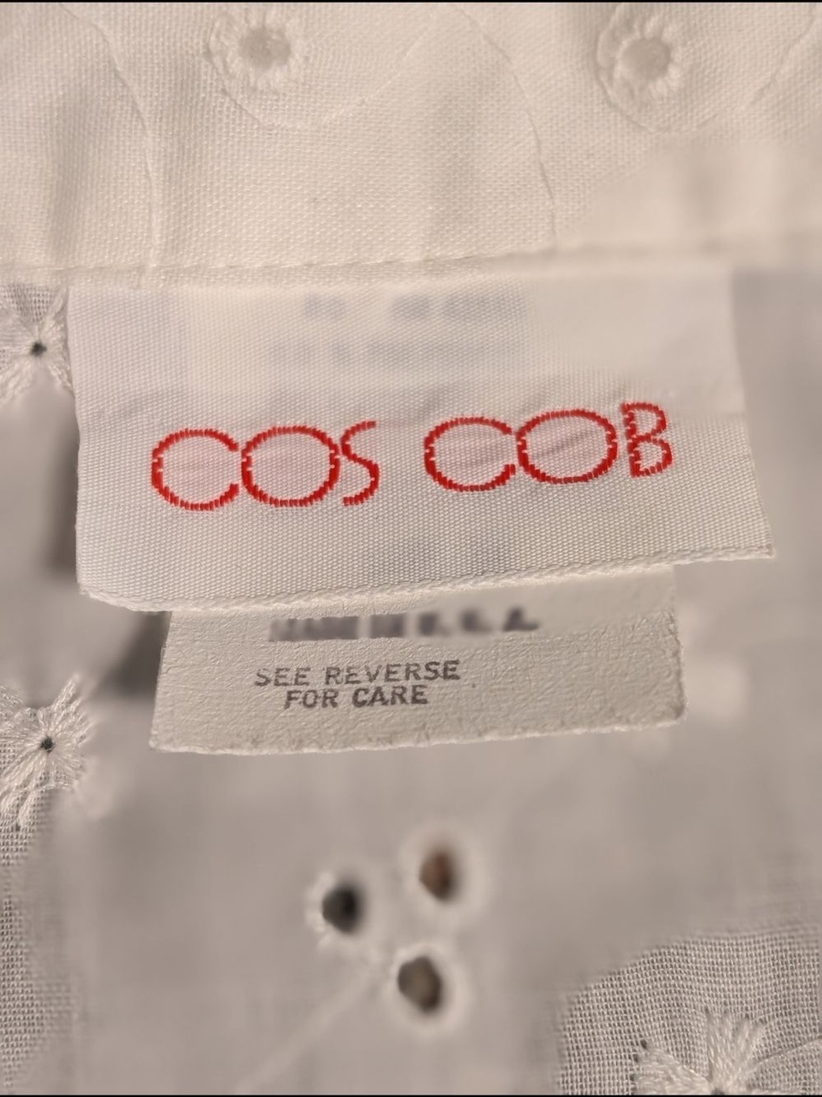 Vintage Cos Cob White Eyelet Short-Sleeve Button-Down Shirt
