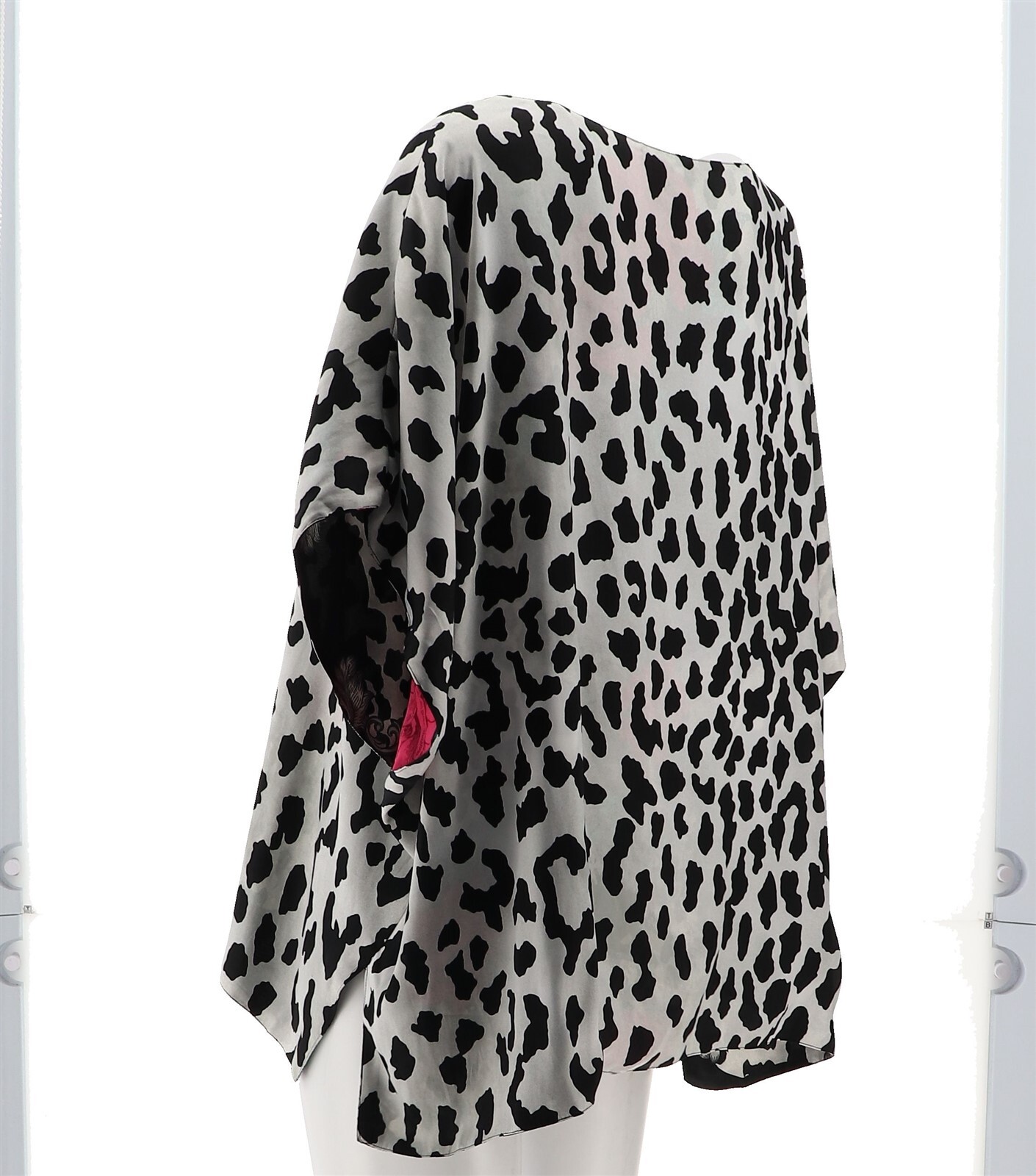 IMAN Global Chic Reversible Printed Poncho Top BLACK M/L NWOT (547)