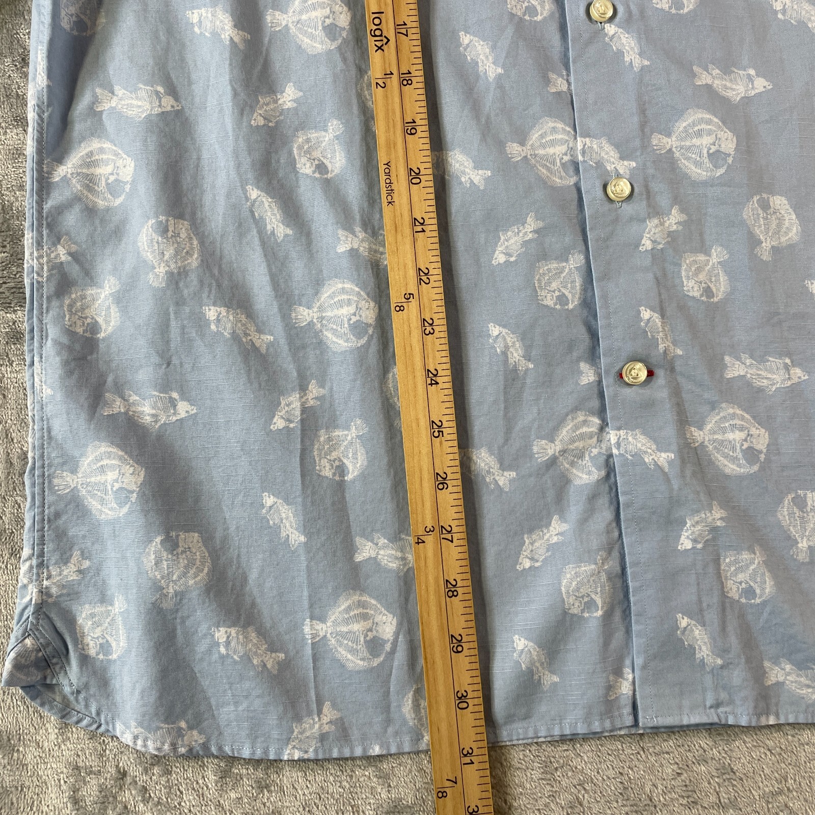 Cremieux Shirt Men Large Blue Fish Print Long Sleeve Resort Vacation Preppy