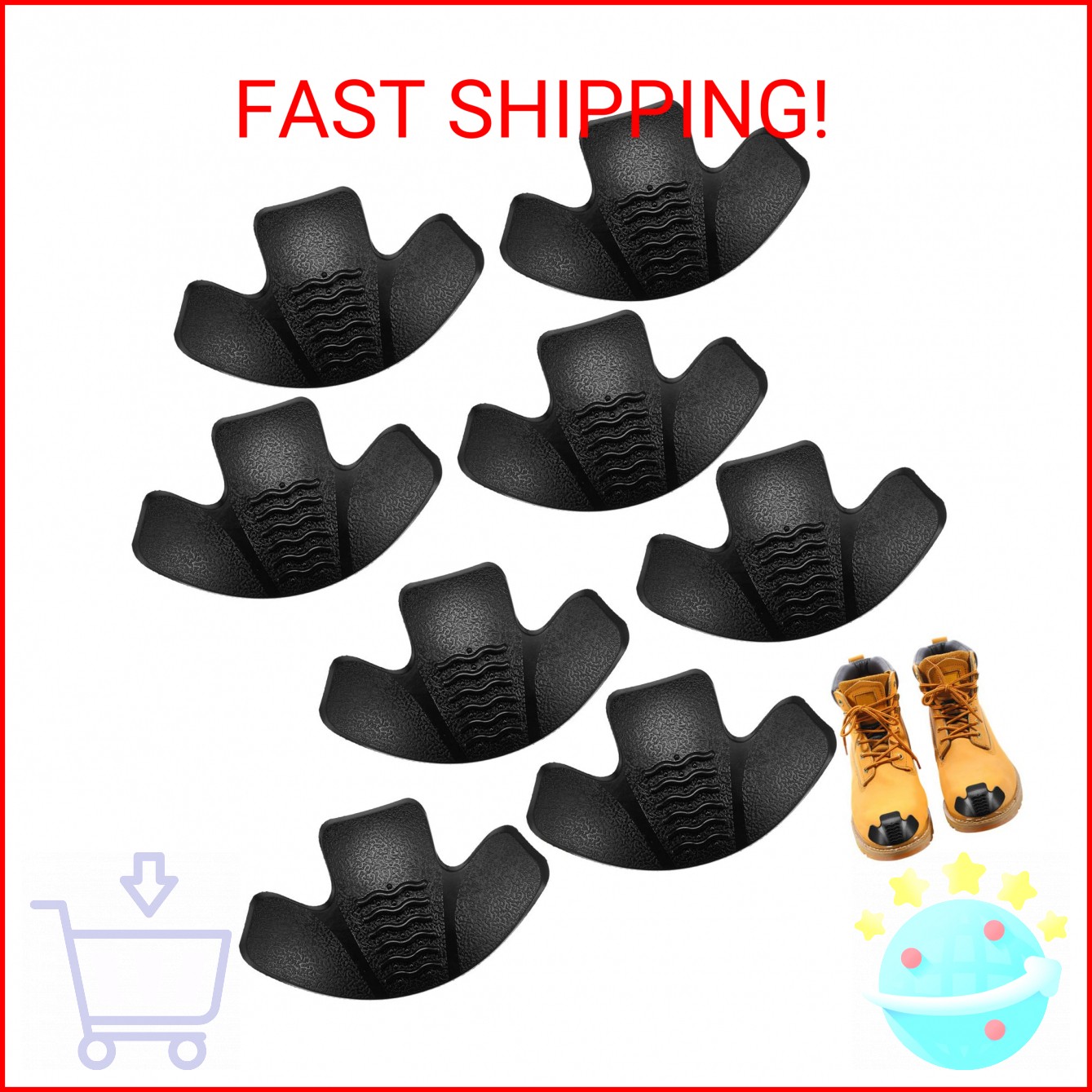 8 Pieces Toe Guards for Boots Toe Protectors Work Foot Guards Rubber Shoes Cover