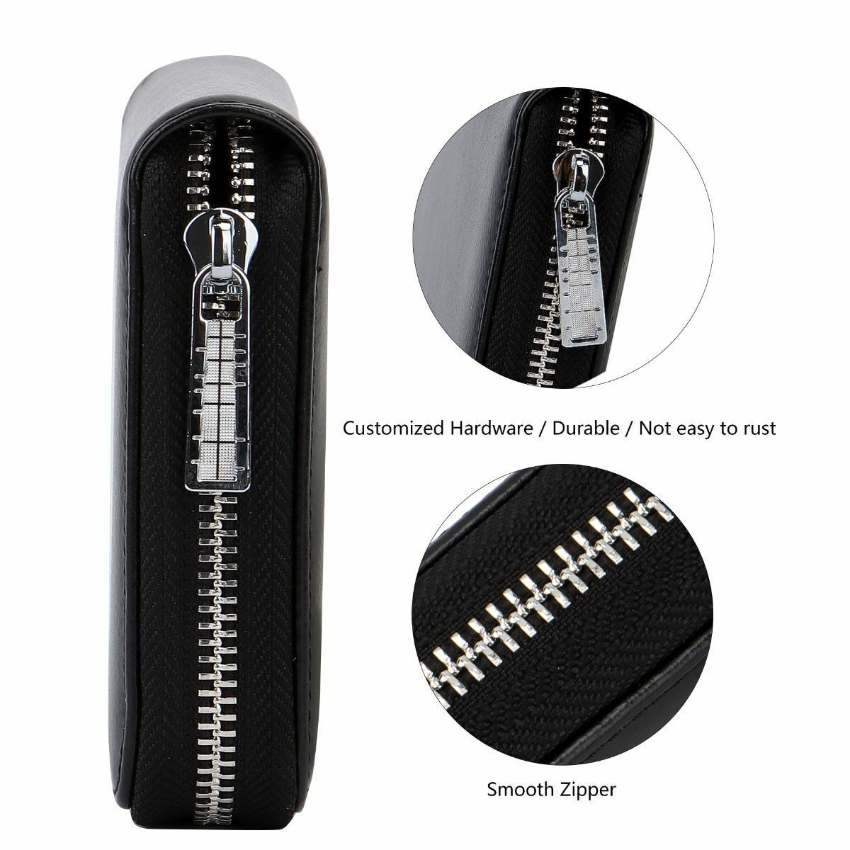 Large Capacity Credit Card Holder 36 Slots Zipper Leather Wallet RFID Blocking