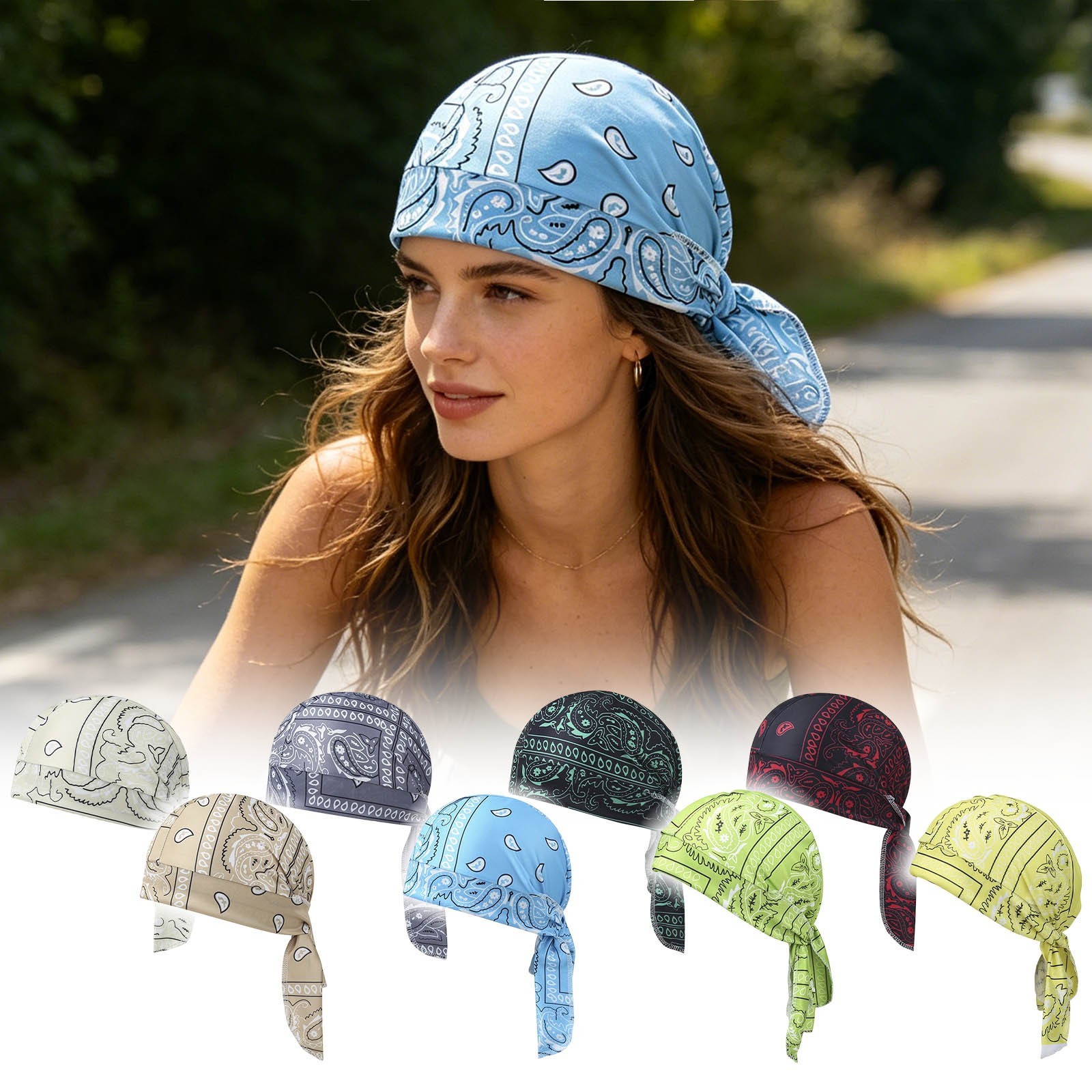 8x Elastic Motorcycle Wrap Biker Du Bandana Paisley Doo Rag Head Skull Cap Durag