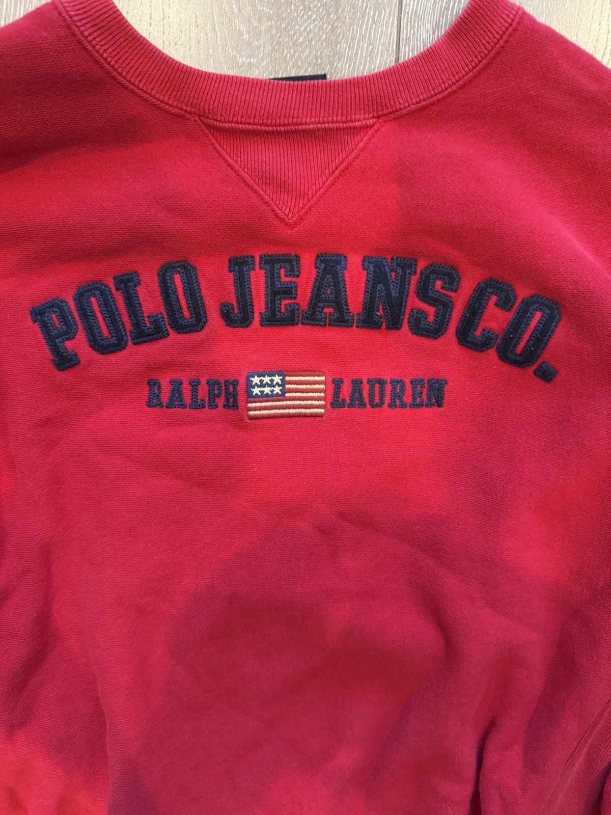 1990’s Polo Jeans Co. Ralph Lauren women Red Fleece Crewneck Logo Size M