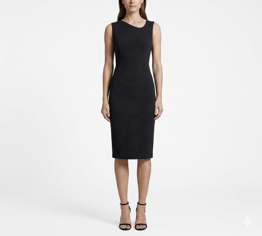 Victoria Beckham Mainline Black Sheath Dress No.84 Made England Zip Size 6 LBD