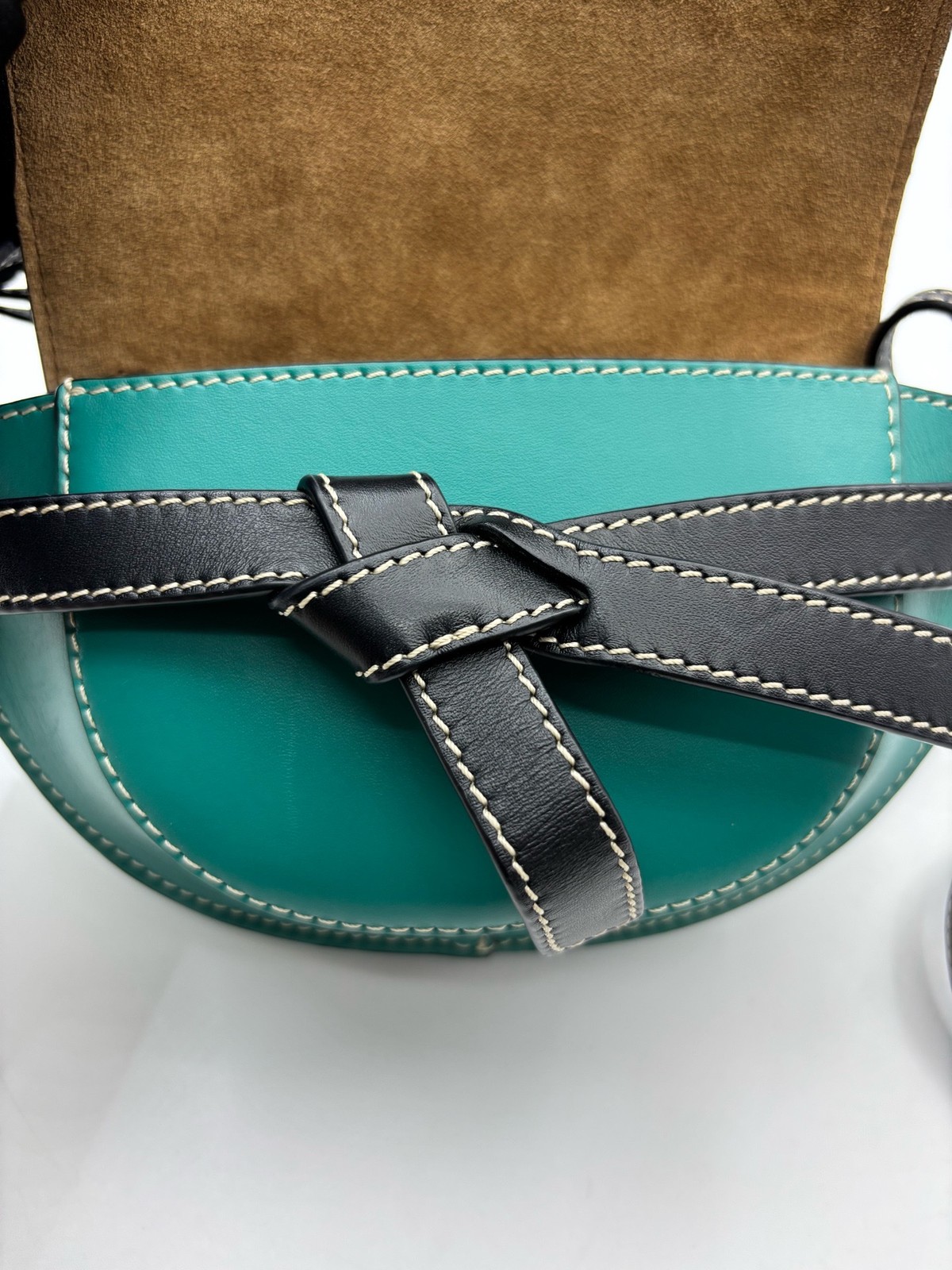 Loewe Pre-Owned Authentic Gate Saddle Bag Blue 13*8*11cm