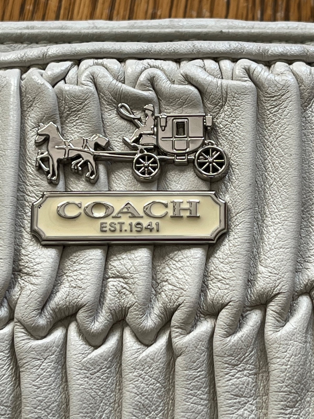 Coach Madison Gathered Leather Sophia Satchel Bag Ivory Bone 16362 Gently Used