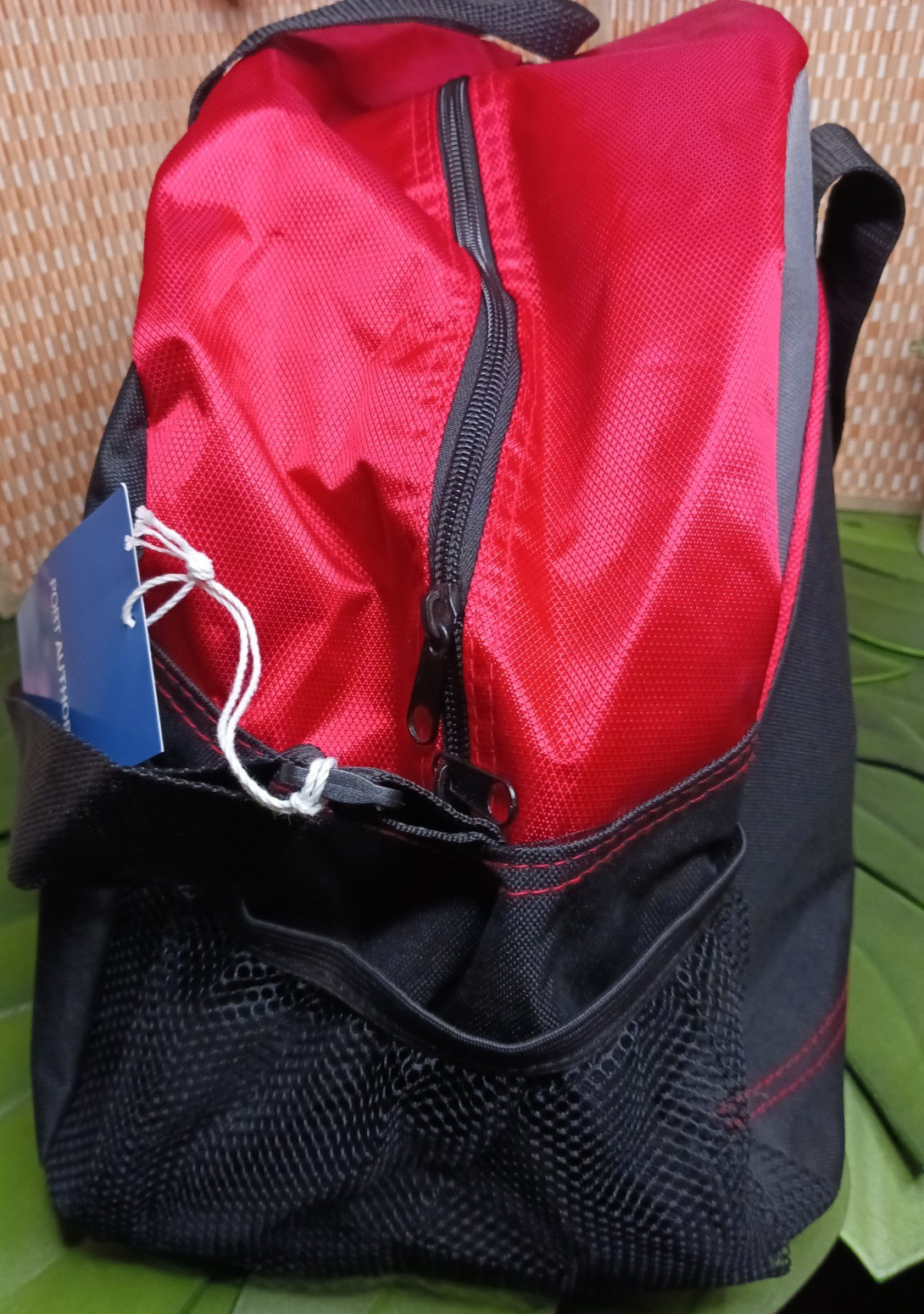 NWT Port Authority Half Moon Dome Large Duffle Bag Red Gray Black 20 x 11″