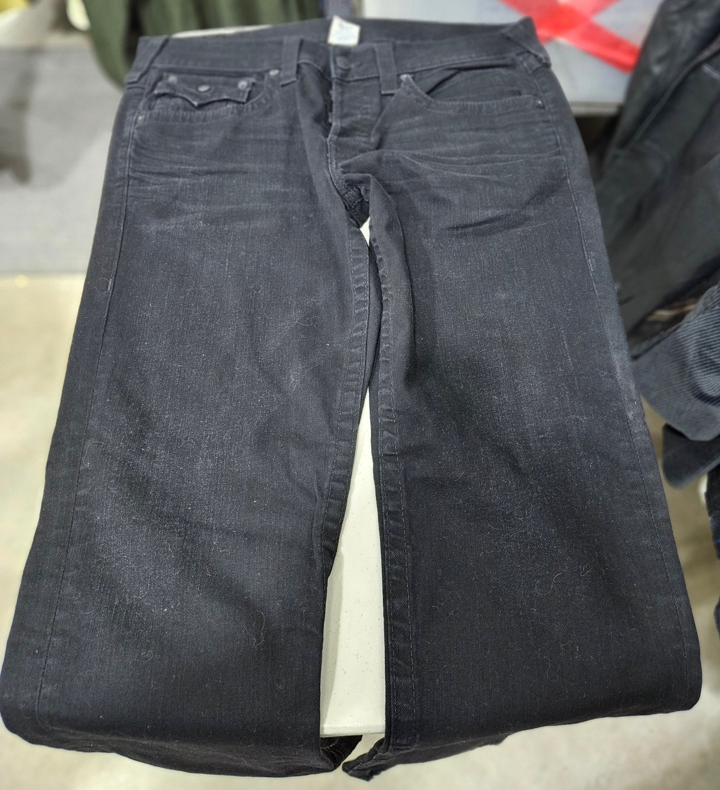 Vtg USA True Religion Blk Denim Jeans Men Sz 36 X 32