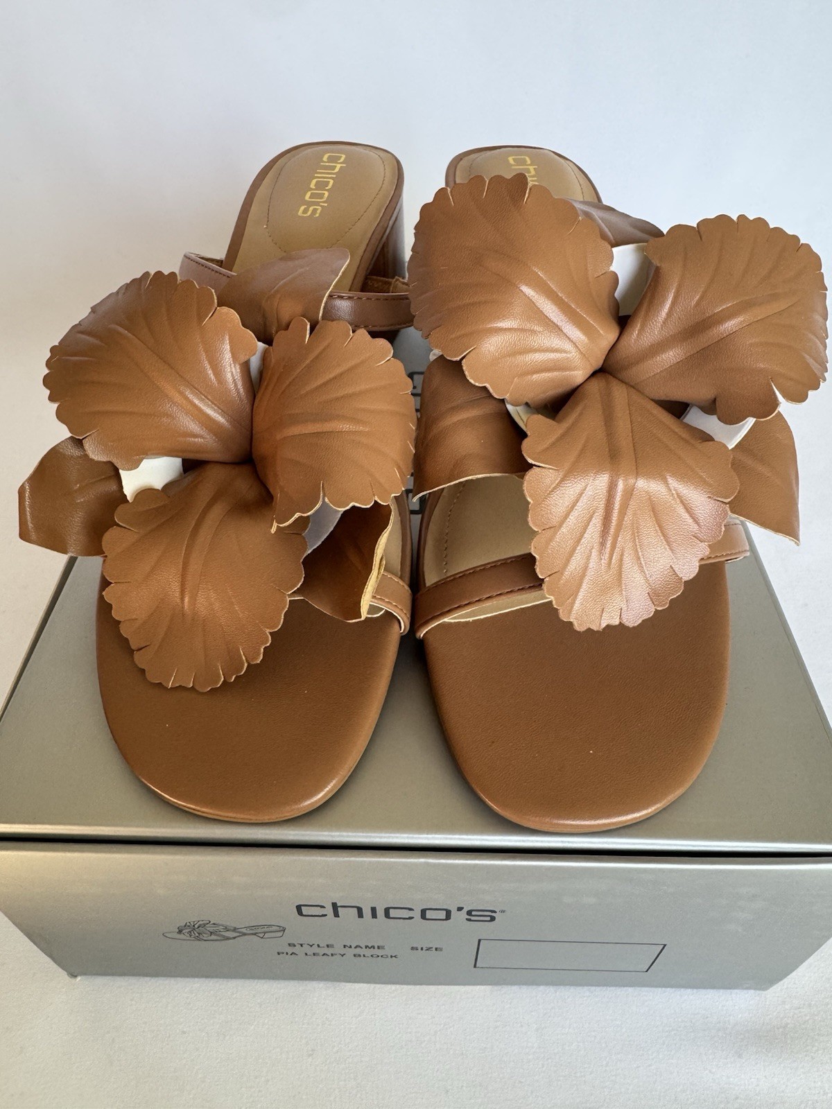 Chico’s Women’s Brown Slide Sandals Slip-On Flower Accent US 11 M Casual