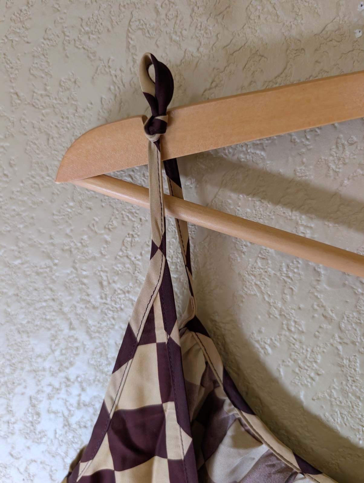 Brown Beige Neutrals Checkered Cupshe Tie Tank Midi Dress XS