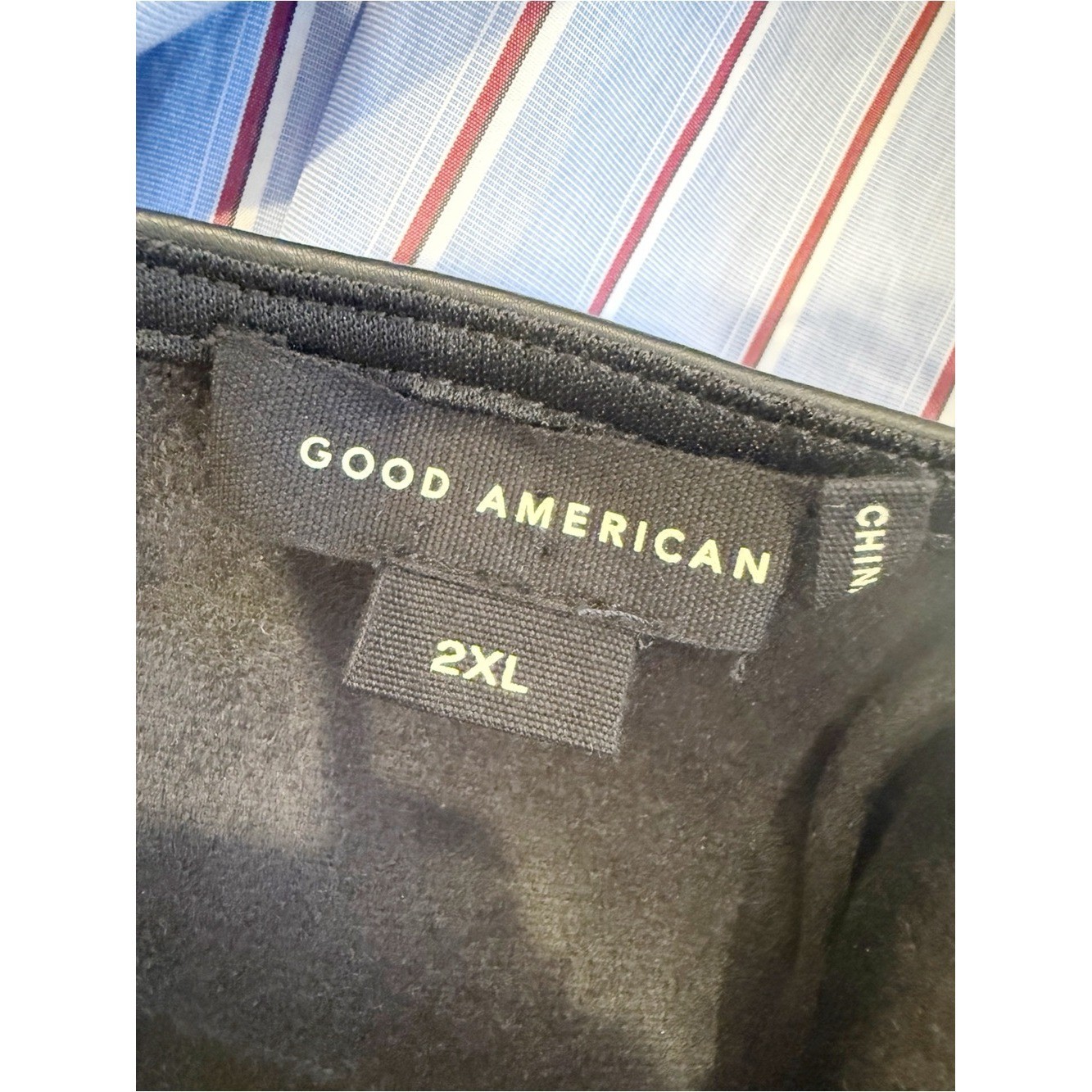 GOOD AMERICAN Faux Leather Cami Mini Dress in Black size 2XL