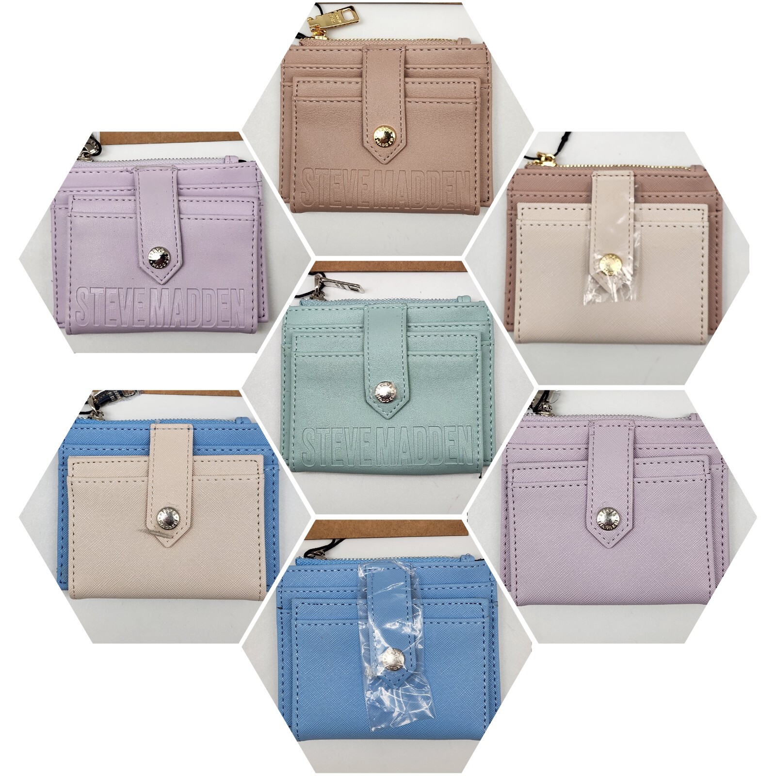 STEVE MADDEN Mini Wallets Zip x Cash Cards ID Blue Pink Beige Green Purple UPICK