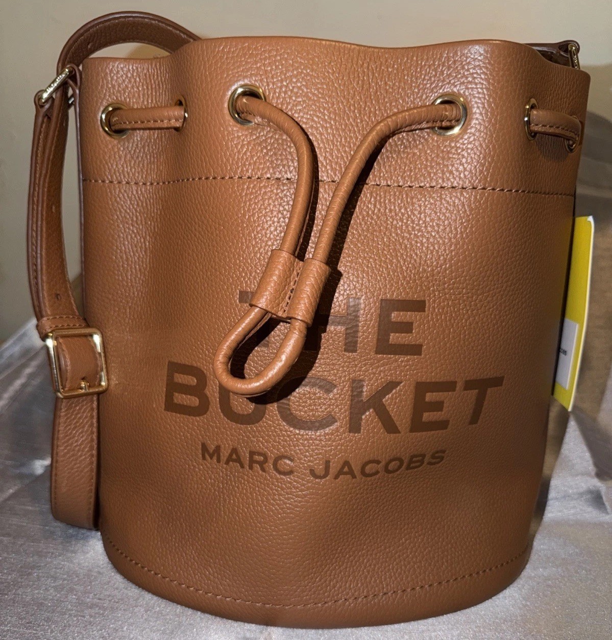 Marc Jacobs Brown Bucket Shoulder Bag Drawstring Gold Hardware