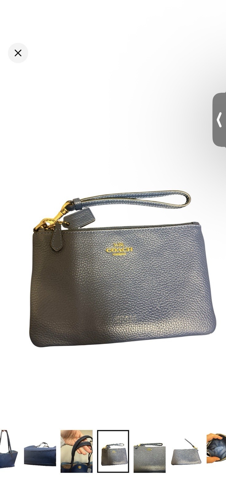 Coach Willow Blue Pebbled Tote Turnlock & Zip Gold Hardware w/ Wristlet