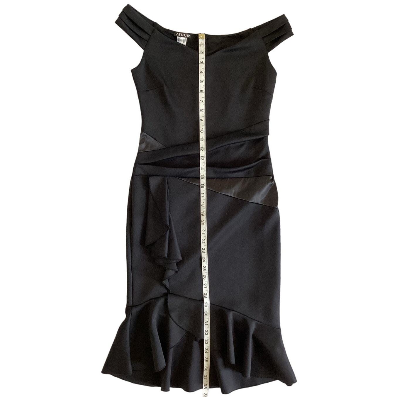 Venus Womens Ruffle Detail Off Shoulder Sweetheart Neckline Black Dress S