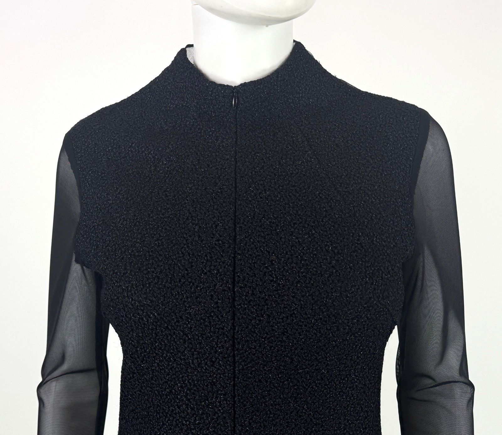 $3K Akris Black Sheer Mesh Cocktail Dress 6 US 42 IT 36 D M Tweed Runway MINT