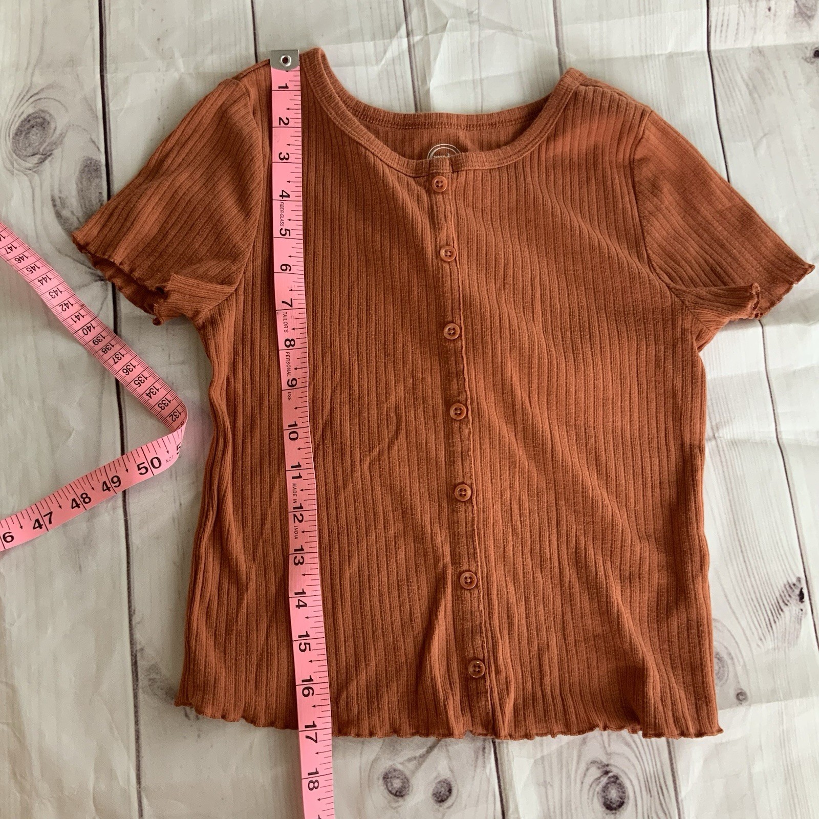 Girls Wonder Nation Cotton Orange Short Sleeve Top Stretch Size Large 10/12 Knit