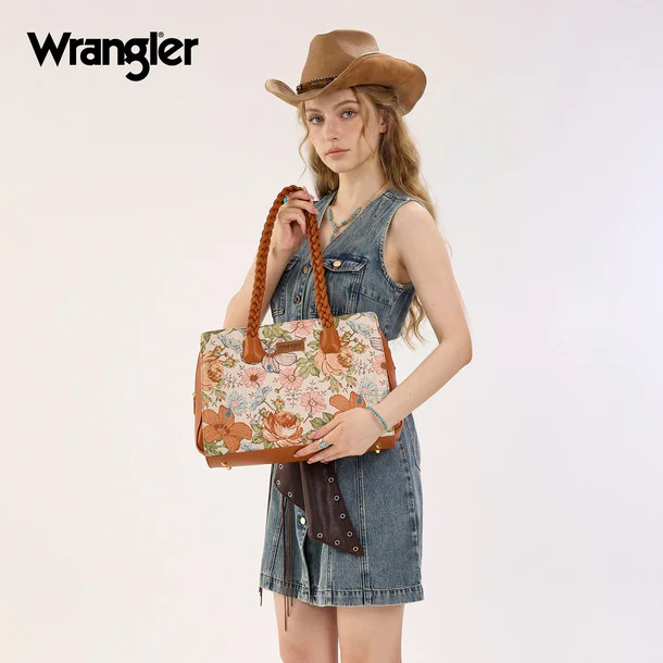 Wrangler Floral Print Braided Satchel Bag