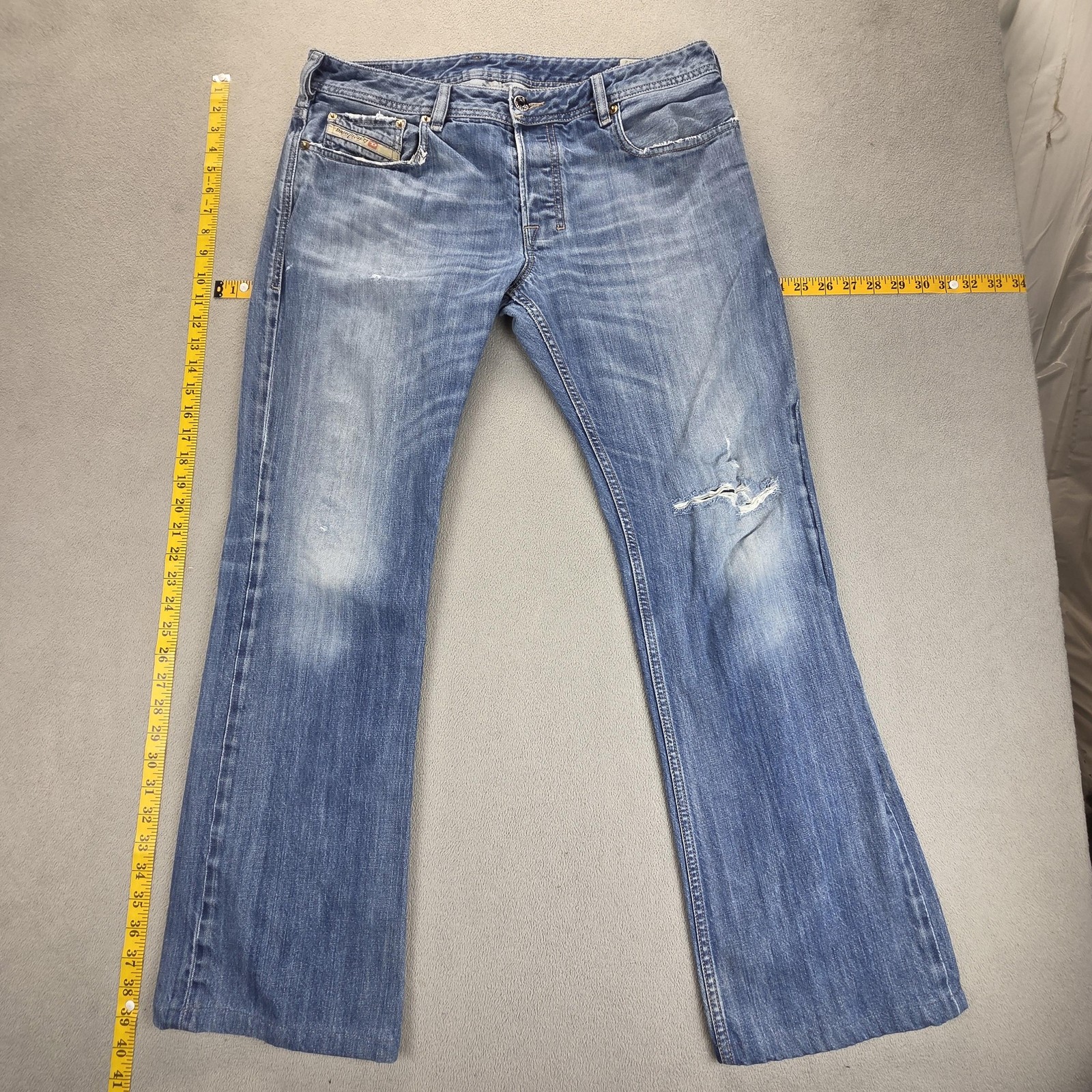 Diesel Jeans Mens 33×32 Blue Zatiny Altered Hem Bootcut Made in Italy 008XR