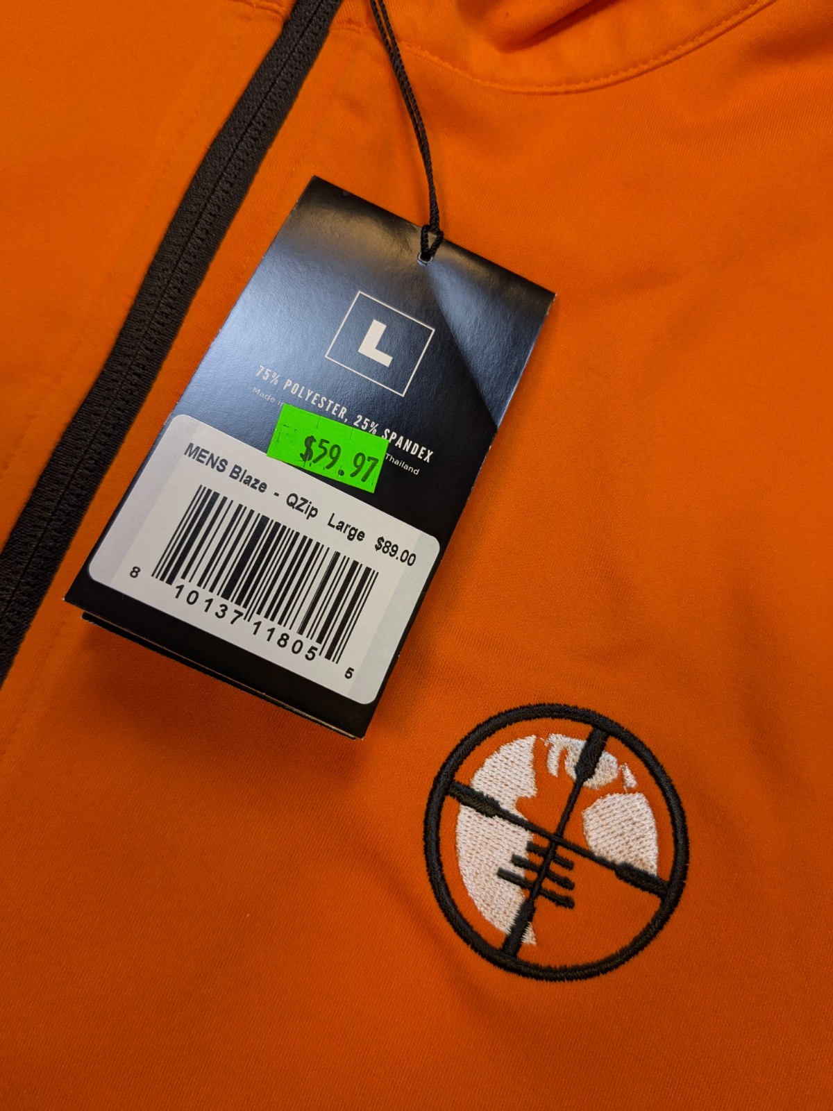 Waggle Pullover Mens Large Orange Golf Zip Performance Shirt New Wicking Logo