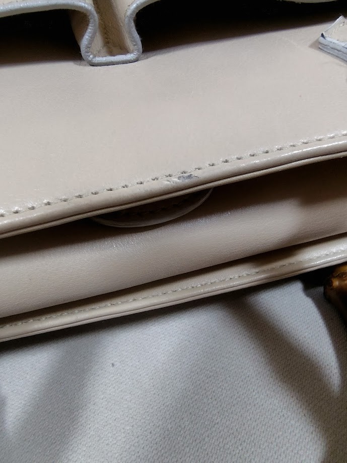 Gucci Hand Bag Bamboo 2Way Shoulder Leather Beige Authentic 333T0346