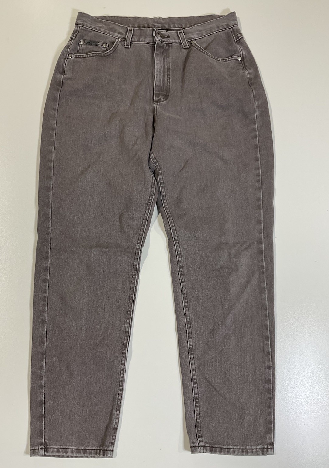 Vintage Lee Riveted Jeans Womens 32×30 Grey High Waisted Denim Straight Leg 90s