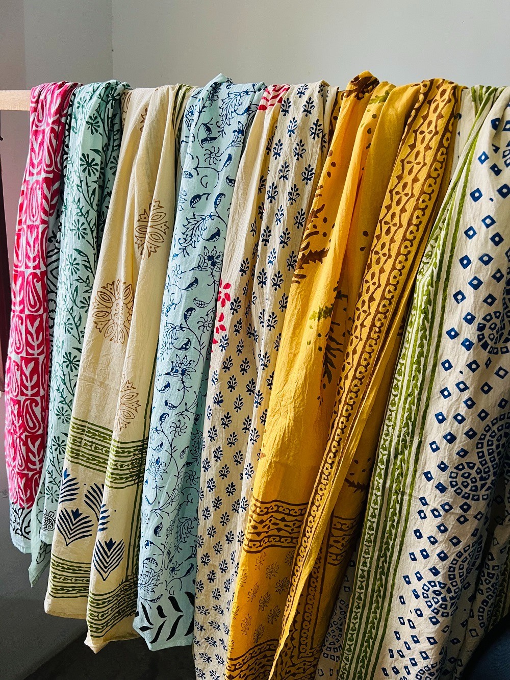Block Printed Sarong Set, 100% Soft Cotton Beach Wrap, Scarf, Cover-Up