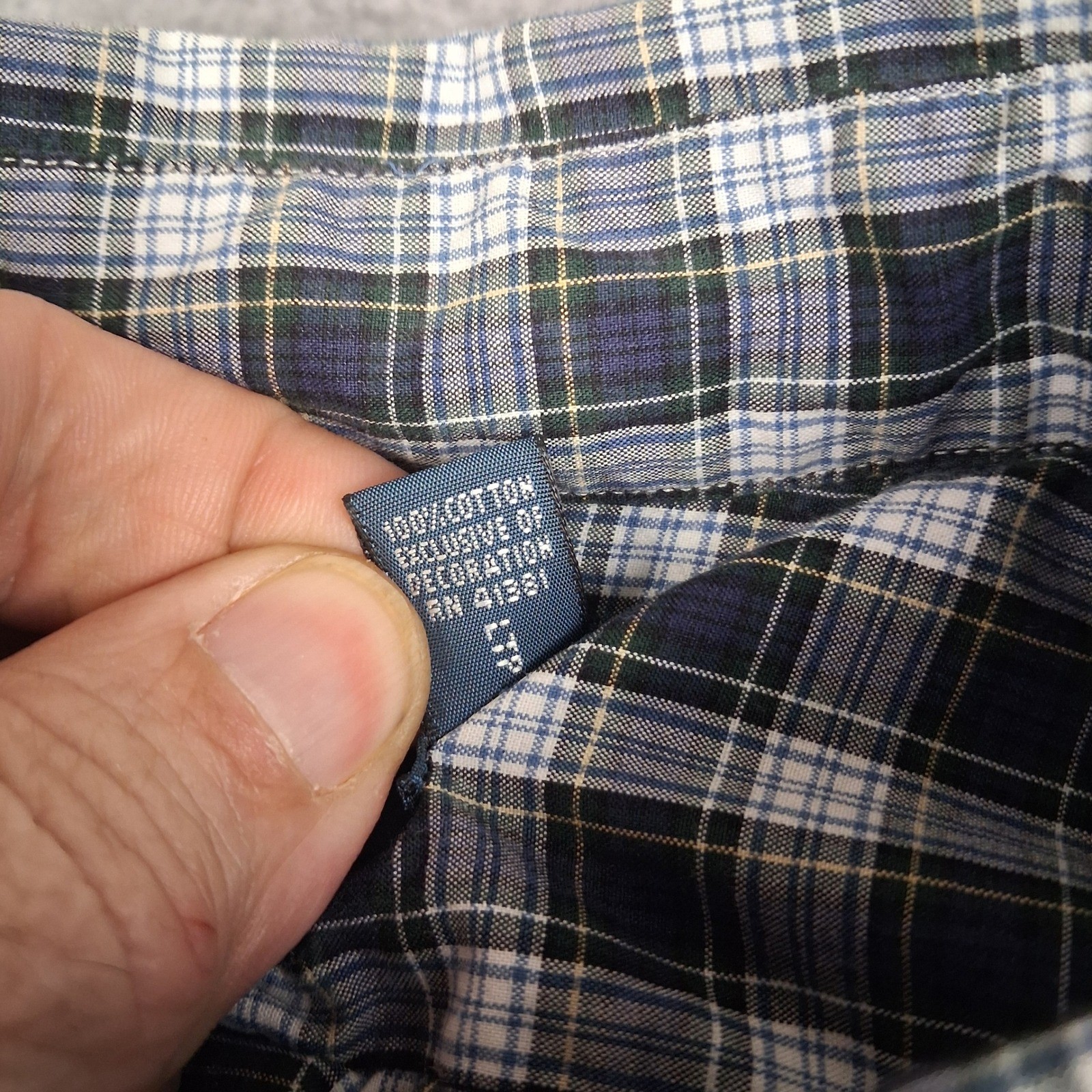 Ralph Lauren Button Down Shirt Mens XL Navy Blue Plaid Custom Fit Cotton